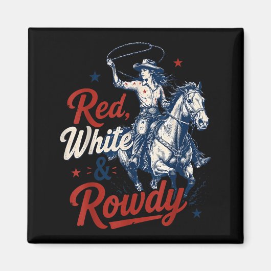 Retro Rood Wit En Wild 4 Juli Rodeo Magneet (Voorkant)