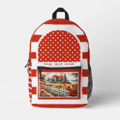 Retro Rood Wit Gestreepte Artistieke Foto Bedrukte Rugzak (Voorkant)