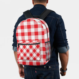 Retro Rood-Wit Gingham Stijl Rugzak