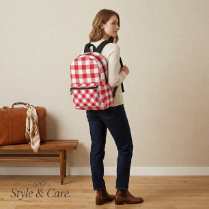 Retro Rood-Wit Gingham Stijl Rugzak