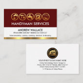 Retro Rood Wit Goud Handyman Lagen Visitekaartje (Voorkant / Achterkant)