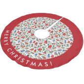 Retro Rood Wit Kerst Robin Waterverf Patroon Kerstboom Rok (Gekanteld)