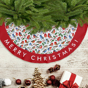 Retro Rood Wit Kerst Robin Waterverf Patroon Kerstboom Rok