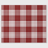 Retro Rood Wit Kerstmis Nieuwjaar Schotse Plaid Cadeaupapier (Vlak)