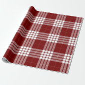 Retro Rood Wit Kerstmis Nieuwjaar Schotse Plaid Cadeaupapier (Uitgerold)
