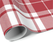 Retro Rood Wit Kerstmis Nieuwjaar Schotse Ruit Cadeaupapier (Rol Hoek)