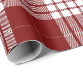 Retro Rood Wit Kerstmis Nieuwjaar Schotse Ruit Cadeaupapier (Rol Hoek)