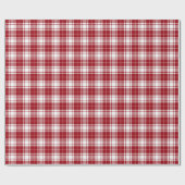 Retro Rood Wit Kerstmis Nieuwjaar Tartan Plaid Cadeaupapier (Vlak)