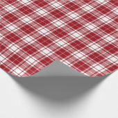 Retro Rood Wit Kerstmis Nieuwjaar Tartan Plaid Cadeaupapier (Hoek)