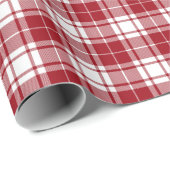 Retro Rood Wit Kerstmis Nieuwjaar Tartan Plaid Cadeaupapier (Rol Hoek)