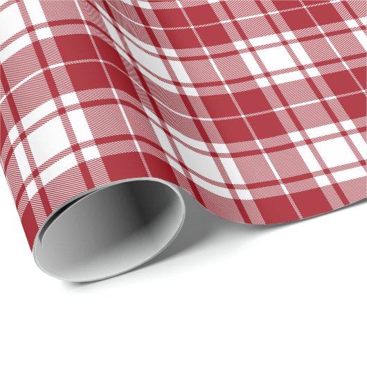 Retro Rood Wit Kerstmis Nieuwjaar Tartan Plaid Cadeaupapier (Rol Hoek)