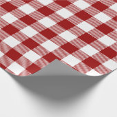Retro Rood Wit Kerstmis Nieuwjaar Tartan Plaid Cadeaupapier (Hoek)