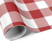 Retro Rood Wit Kerstmis Nieuwjaar Tartan Plaid Cadeaupapier (Rol Hoek)