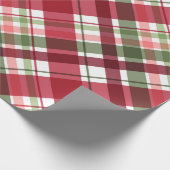 Retro Rood Wit Kerstmis Nieuwjaar Tartan Plaid Cadeaupapier (Hoek)
