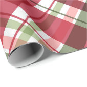 Retro Rood Wit Kerstmis Nieuwjaar Tartan Plaid Cadeaupapier (Rol Hoek)