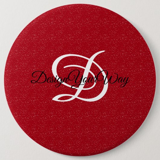 Retro rood-wit  monogram ronde button 6,0 cm (Voorkant)