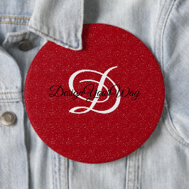 Retro rood-wit monogram ronde button 6,0 cm