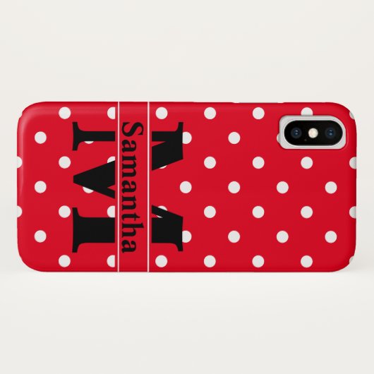 Retro Rood Wit Stippen, Persoonlijk Case-Mate iPhone Case (Achterkant (horizontaal))