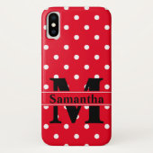 Retro Rood Wit Stippen, Persoonlijk Case-Mate iPhone Case (Achterkant)