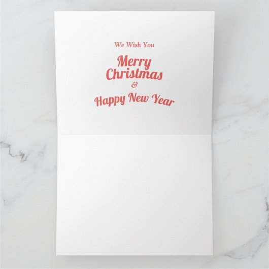 Retro Rood Wit vrolijk alles vrolijk Kerstmis  Kaart (Binnen)