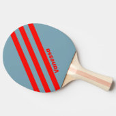 Retro rood Zee drie strepen met naam Tafeltennisbatje (Zijkant)