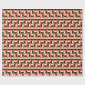 Retro rood zwart beige polka dot sixties patroon cadeaupapier (Vlak)