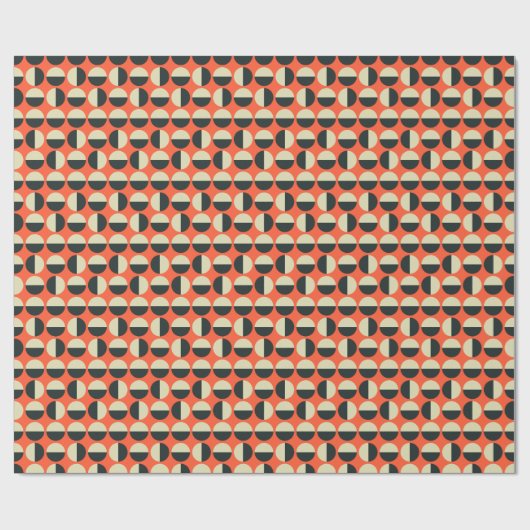 Retro rood zwart beige polka dot sixties patroon cadeaupapier (Vlak)
