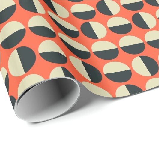Retro rood zwart beige polka dot sixties patroon cadeaupapier (Rol Hoek)