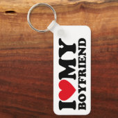 Retro Rood & Zwart Ik hou van mijn vriendje Sleutelhanger (Voorkant)