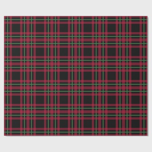 Retro Rood Zwart Plaid Kerst Wrapping Papier (Vlak)