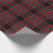 Retro Rood Zwart Plaid Kerst Wrapping Papier (Hoek)