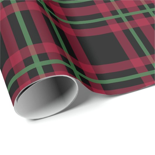 Retro Rood Zwart Plaid Kerst Wrapping Papier (Rol Hoek)