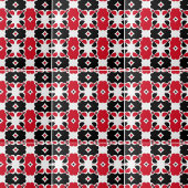 Retro Rood Zwart Wit Geometrisch Bloemmotief Tegeltje