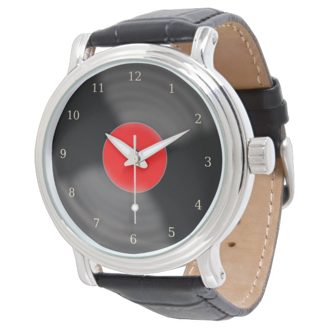 Retro Roode Recordhorloge Cadeau Horloge (Gekanteld)