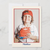 Retro Rookie Baseball 1e verjaardag foto Kaart (Achterkant)