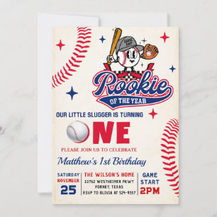 Retro Rookie Baseball 1e verjaardag foto Kaart