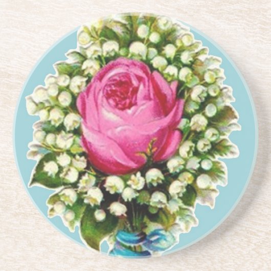 Retro  Roos Floral Bouquet Onderzetter (Voorkant)