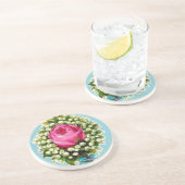 Retro  Roos Floral Bouquet Onderzetter (Zijkant)