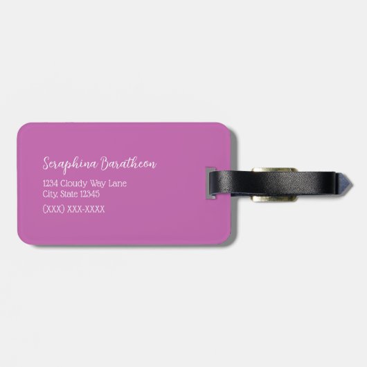 Retro Roos Floral - Gepersonaliseerd monogram Bagagelabel (Achterkant horizontaal)