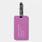 Retro Roos Gebloemd Gepersonaliseerd Monogram Bagagelabel (Achterkant verticaal)