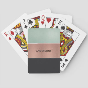 RETRO ROOS GOLD BLUSH COPPER GREEN BLACK STRIPS POKERKAARTEN