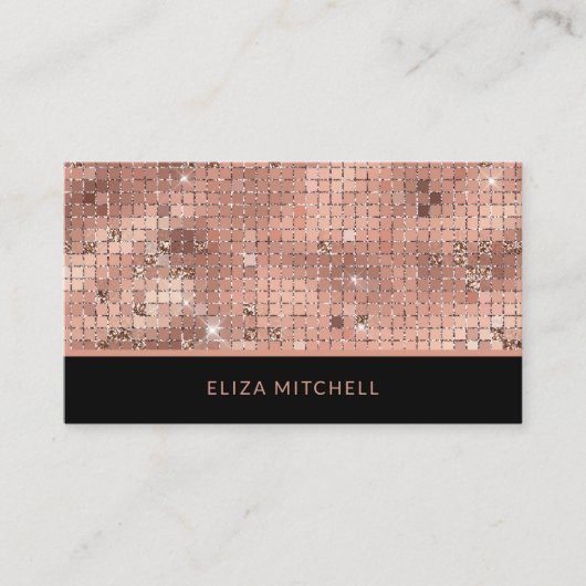 Retro Roos Gold Disco Ball Mirror | QR-code Visitekaartje (Voorkant)