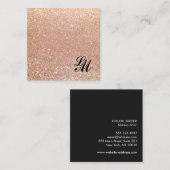 Retro Roos Gold Glitter Monogram Beauty Vierkante Visitekaartje (Voorkant / Achterkant)