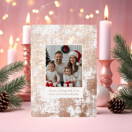 Retro Roos Gouden Folie Kerst Kaart Roze Textuur