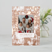 Retro Roos Gouden Folie Kerst Kaart Roze Textuur (Staand Voorkant)