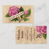 retro-roos orchidee haarstylist visitekaartje (Voorkant / Achterkant)