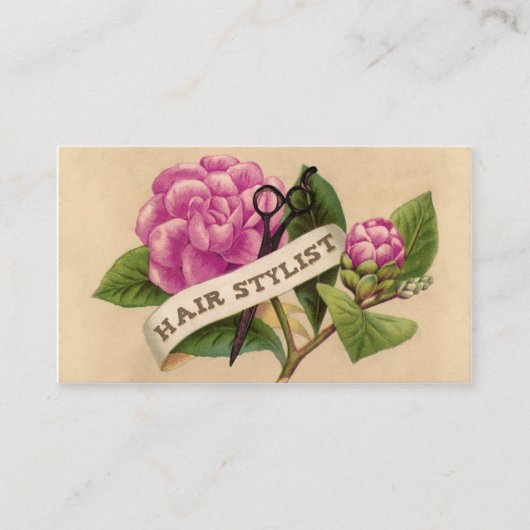 retro-roos orchidee haarstylist visitekaartje (Voorkant)