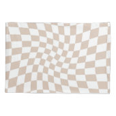 Retro Roos Zand Roze Stempel Afgevuurd Checkerboar Kussensloop (Achterkant-Links)