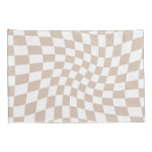 Retro Roos Zand Roze Stempel Afgevuurd Checkerboar Kussensloop (Achterkant-Rechts)