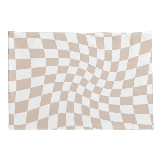 Retro Roos Zand Roze Stempel Afgevuurd Checkerboar Kussensloop (Achterkant-Rechts)